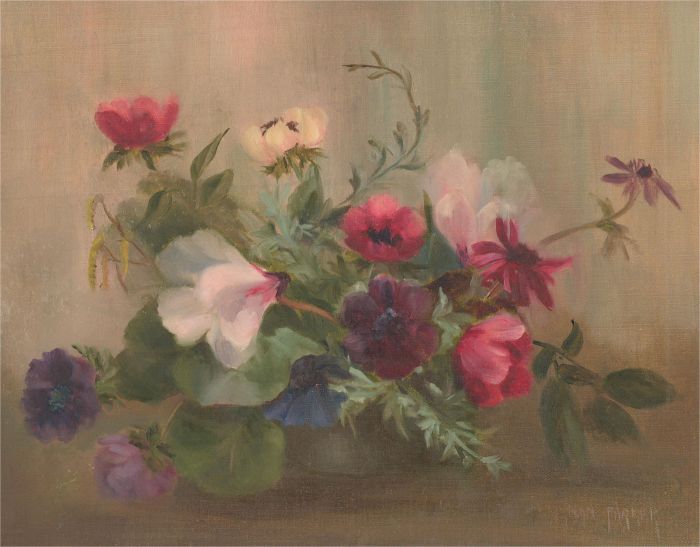 Nan Parker - Mid 20th Century Oil, Still Life, Pink Flowers
