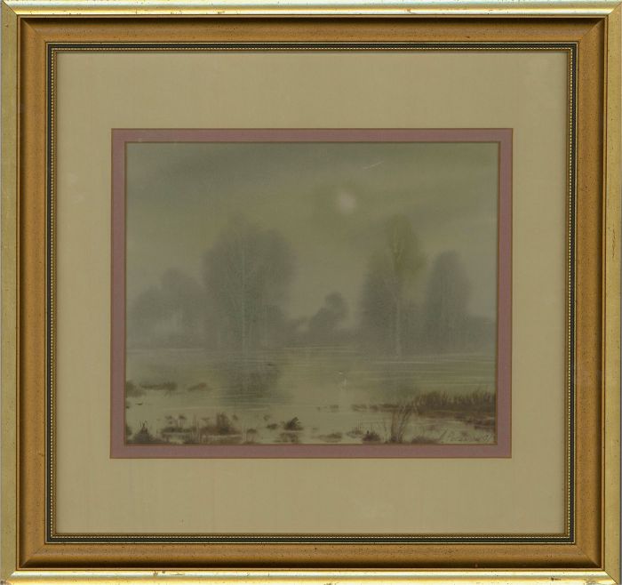 Alexander Roganin (b.1952) - 1991 Watercolour, Mist Over The Lake