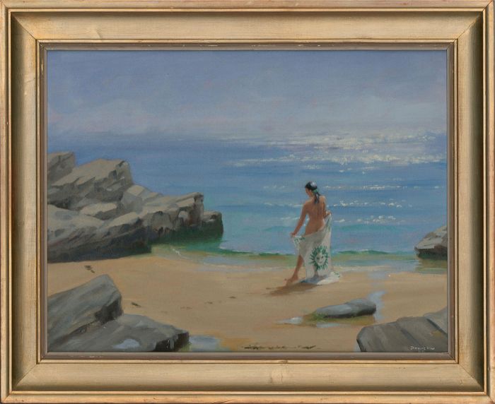 Stewart Charles Hine (1928-2018) - 1999 Oil, Sun, Sea and Sarah