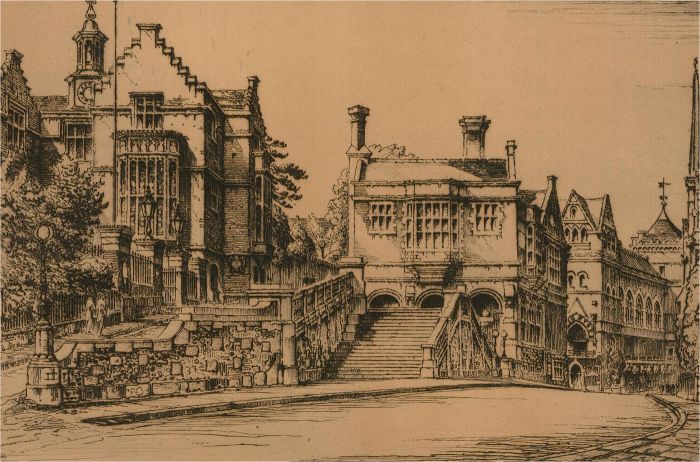 William Monk RE (1863-1937) - Early 20th Century Etching, Historic Street