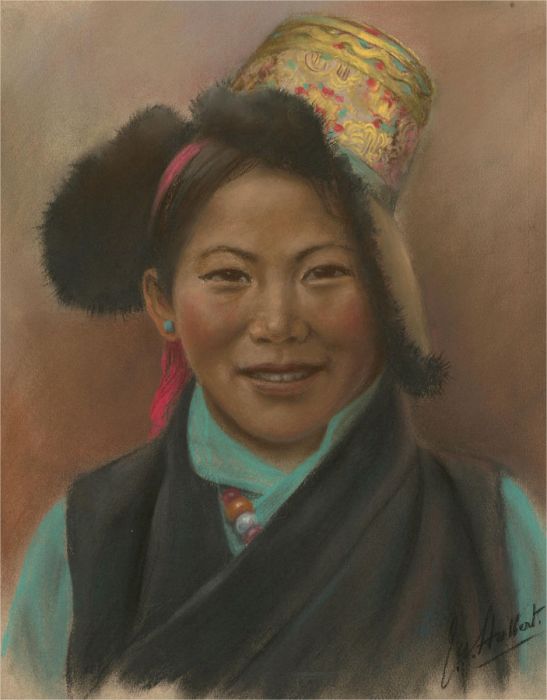 J.A. Hulbert (1900-1979) - Mid 20th Century Pastel, Tibetan Girl