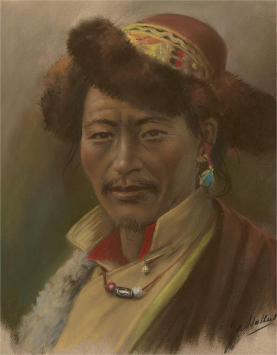 J.A. Hulbert (1900-1979) - Mid 20th Century Pastel, Tibetan Father