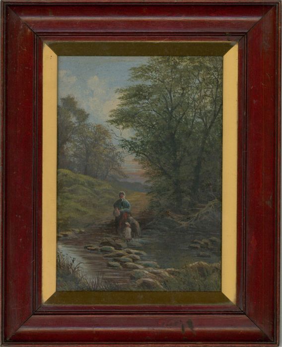 F. K. - Early 20th Century Oil, Across The Stepping Stones