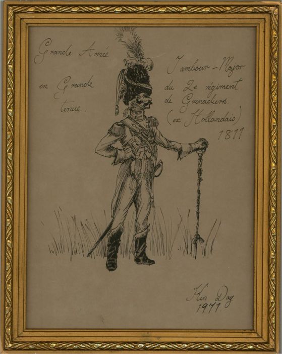 Kin Day - 1971 Pen and Ink Drawing, Major Of The Grenadiers