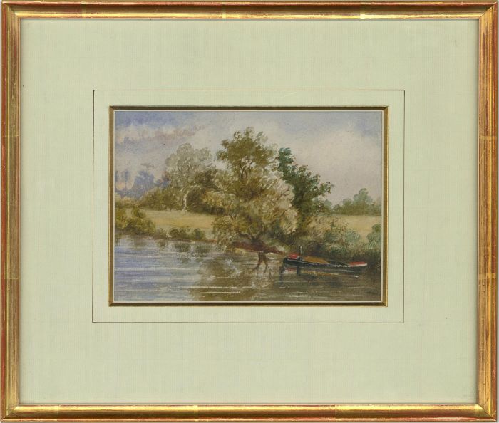 Early 20th Century Watercolour - River View with Barge