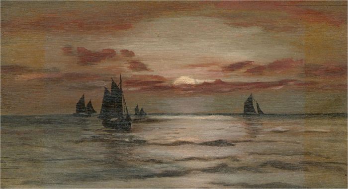 Contemporary Oil - Moon Behind Red Clouds