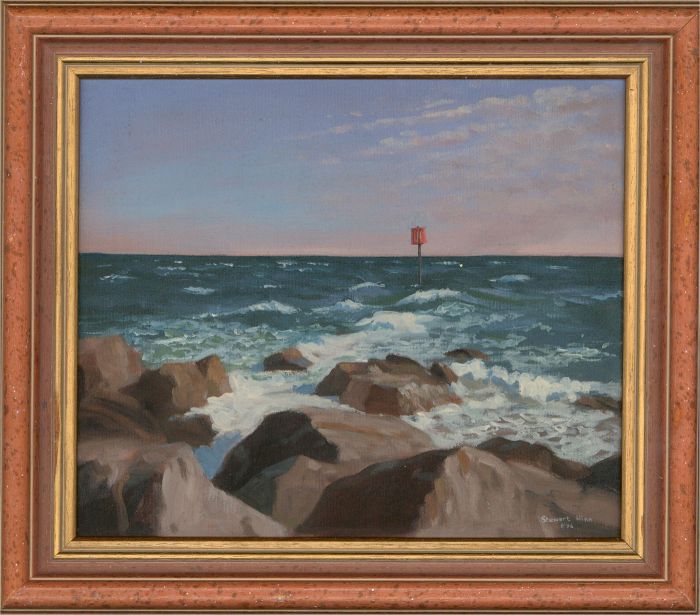 Stewart Charles Hine (1928-2018) - 1996 Oil, Breakwater Beacon