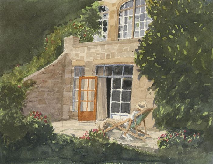 Stewart Charles Hine (1928-2018) - Watercolour, Relaxing in the Garden