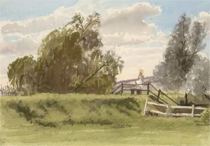 Stewart Charles Hine (1928-2018) - Watercolour, Figure in White Dress
