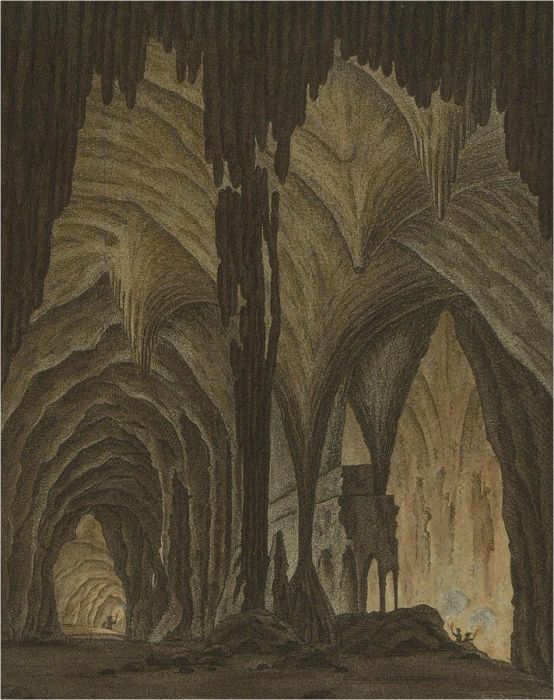 Pair of Early 19th Century Aquatint - Underground Caverns