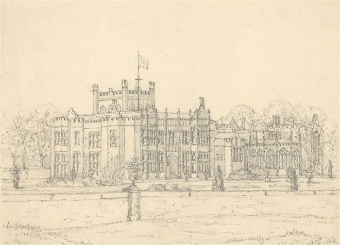 Mid 20th Century Graphite Drawing - Grand Stately Home