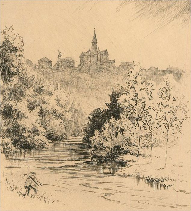 Early 20th Century Etching - Castle On The Hill