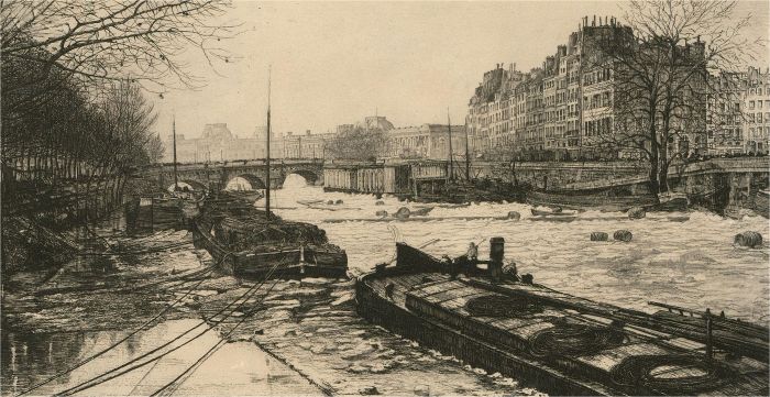Lucien Gautier (1850-1925) - 1880 Etching, Le Petit Bras De La Seine