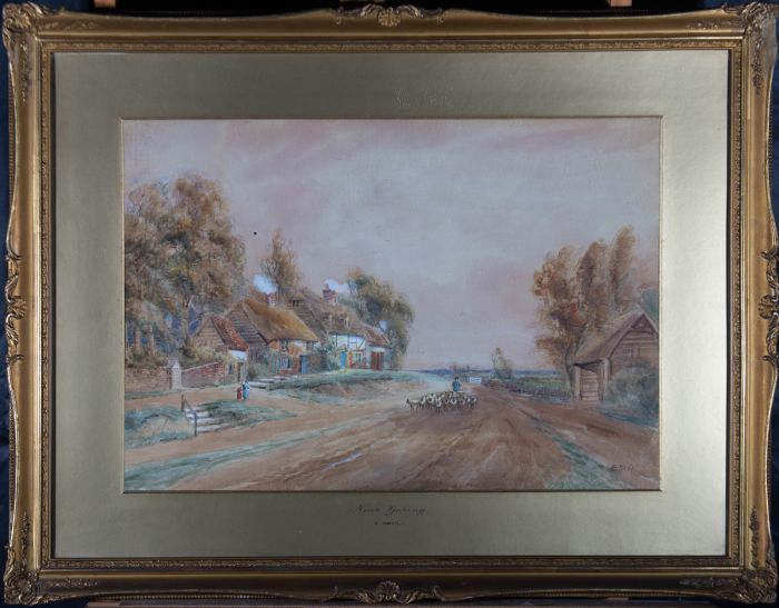Edward Nevil - Early 20th Century Watercolour, Herding The Flock
