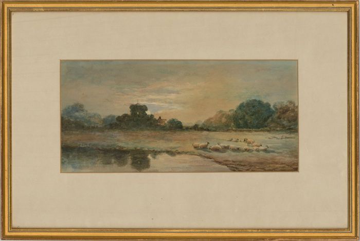 Attrib. Westley Horton (1846-1910) - Late 19th C. Watercolour, Flock at Dusk