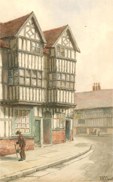 N. McConnell - 1913 Watercolour, Frankwell, Shrewsbury