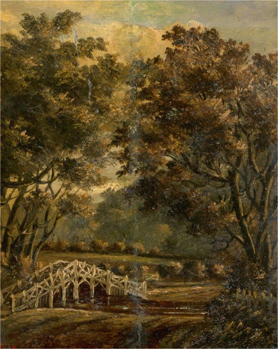 Late 19th Century Oil - For Restoration, Garden Bridge