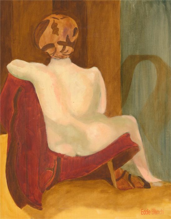 Eddie Bianchi (fl.1975-95) - Contemporary Oil, Seated Female Nude