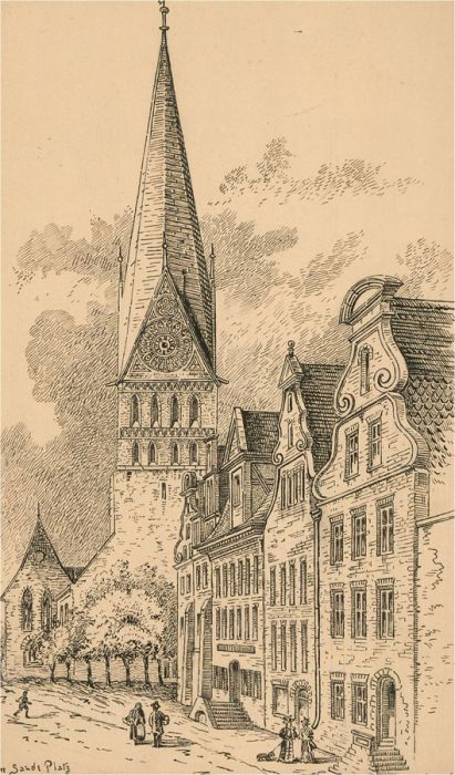 Alfred Bowyer Clayton (1795-1855) - c.1830 Pen & Ink Drawing, Lüneburg Street