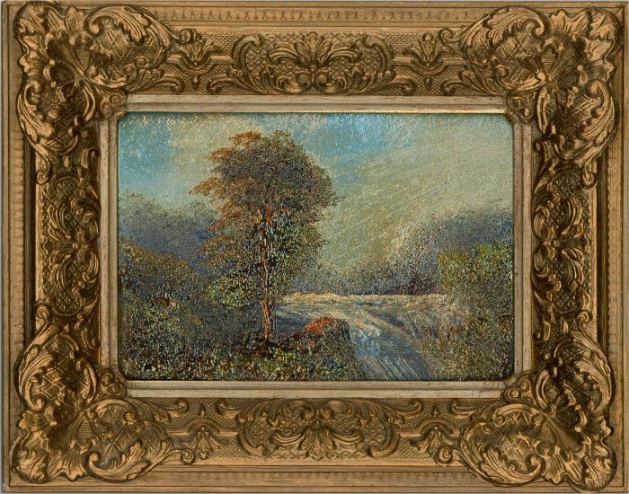 Mid 20th Century Oil - Forest Waterfall