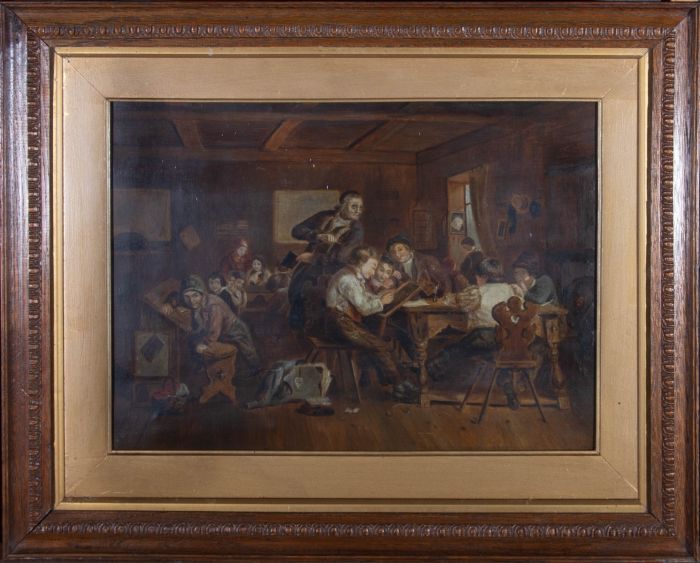 A. M. K - Mid 19th Century Oil, The Rowdy Schoolroom