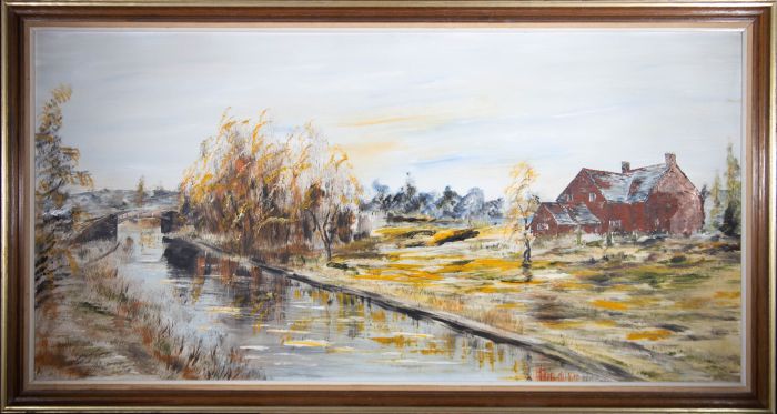 B.W.W. - Large 1976 Oil, Doris Croft from the Canal Side