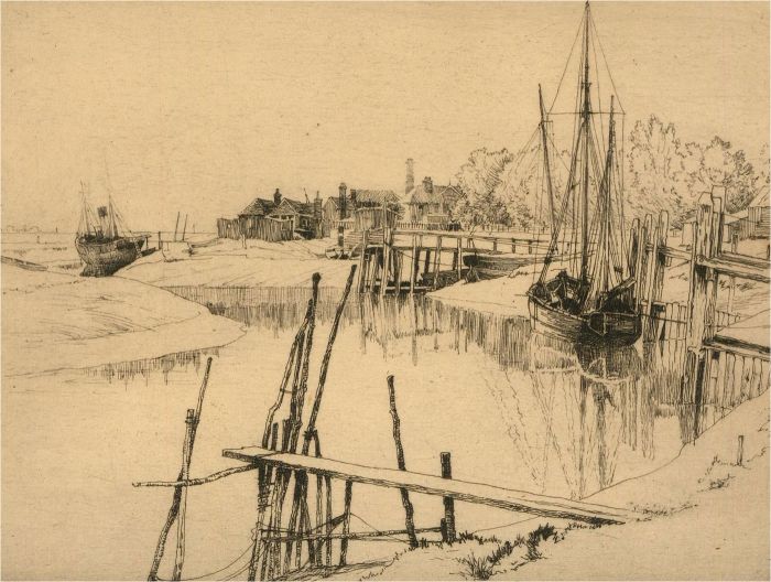 H. G. Hampton (1889-1943) - Early 20th Century Etching, Still Harbour