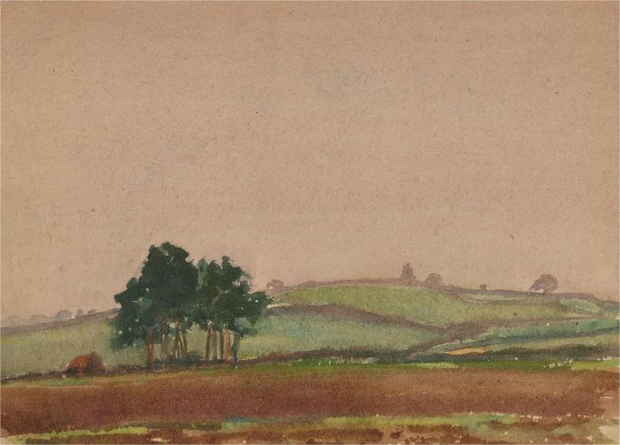 20th Century Watercolour - Rolling Hills