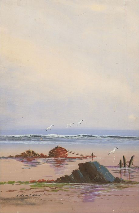 S. Henshaw - 20th Century Gouache, Low Tide
