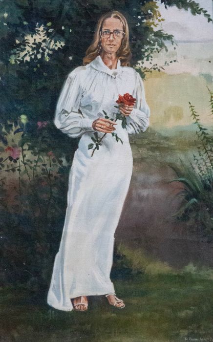 Terry Shelbourne (1930-2020) - 20th Century Oil, Woman with Rose