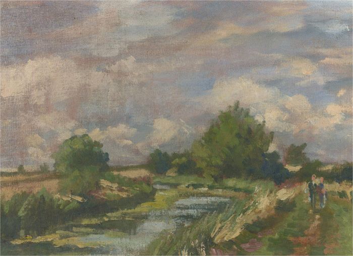 Terry Shelbourne (1930-2020) - Contemporary Oil, A Stroll by the River