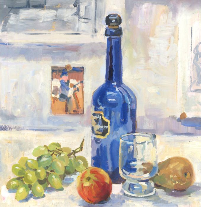 Terry Shelbourne (1930-2020) - Oil, Still Life with Harveys Bristol Cream Bottle