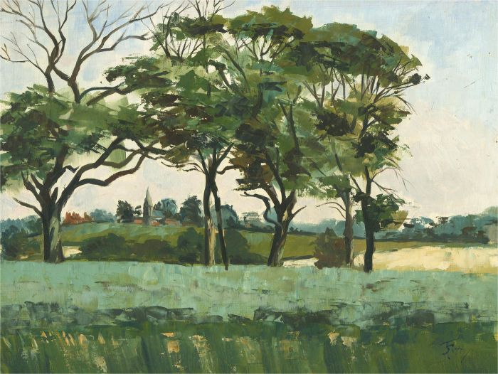 Terry Shelbourne (1930-2020) - Contemporary Oil, Rural Scene with Town
