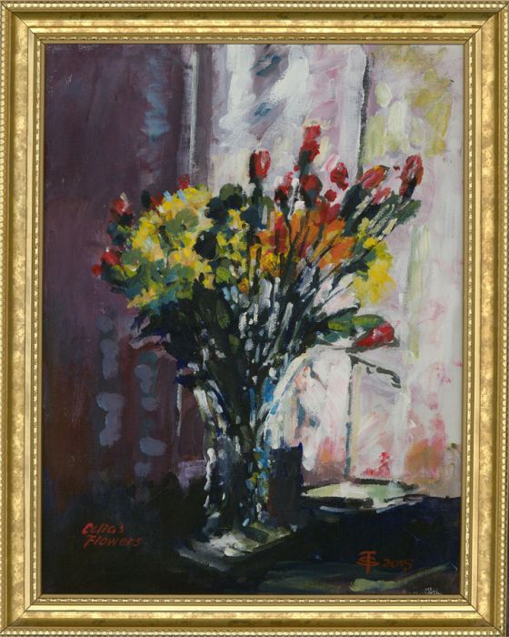 Terry Shelbourne (1930-2020) - 2015 Acrylic, Celia's Flowers