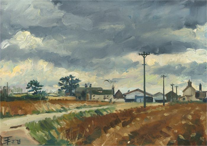 Terry Shelbourne (1930-2020) - 1978 Oil, Gloomy Farm View