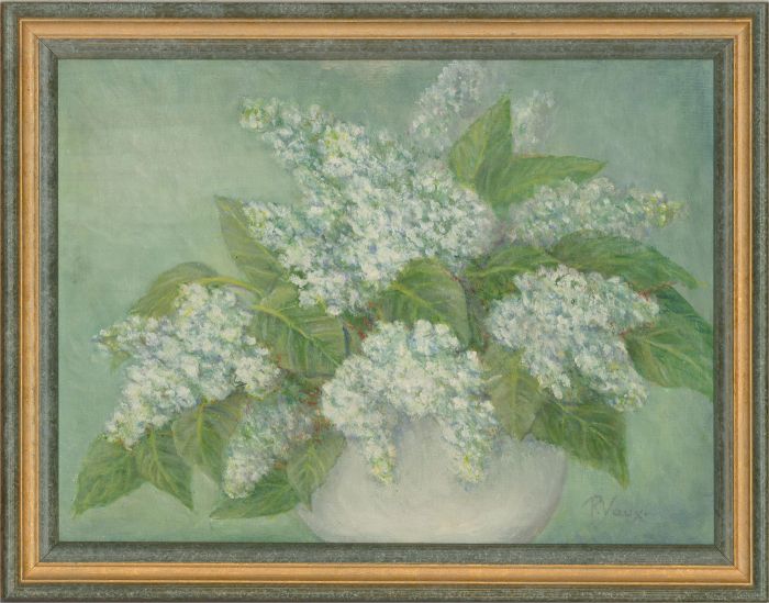 R. Vaux - 20th Century Oil, White Lilac Flowers