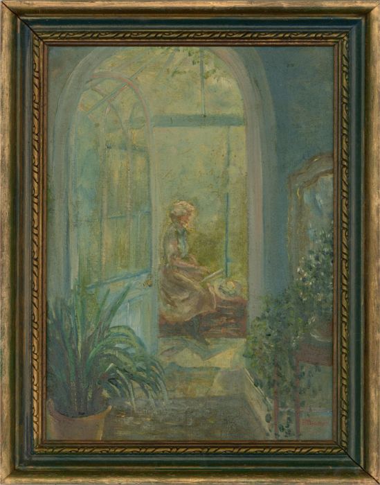 F. Thomas - 20th Century Oil, Reading in the Conservatory