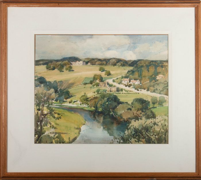 E.M. Makinson - Contemporary Watercolour, River Wharfe above Ilkley, Yorkshire