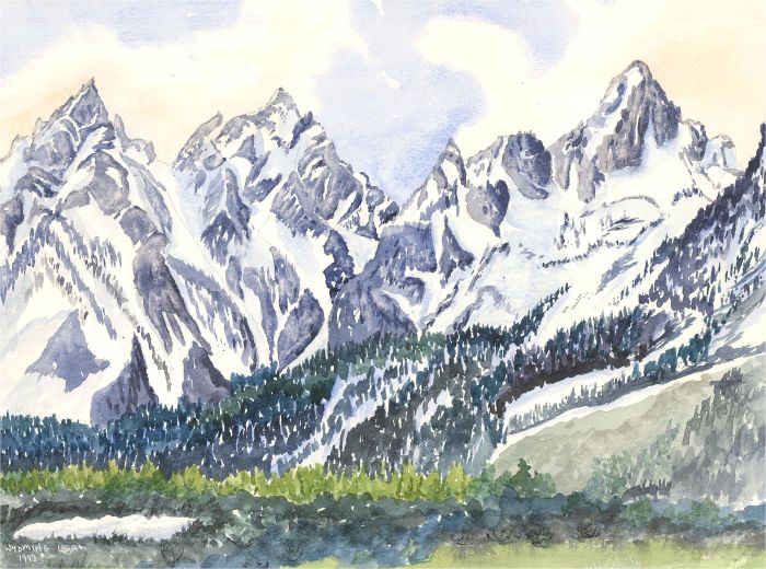 Gwyneth Willitt - 1993 Watercolour, Grand Teton National Park, Wyoming, USA