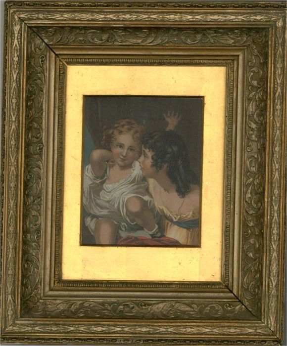 Early 20th Century Lithograph - Joyful Siblings