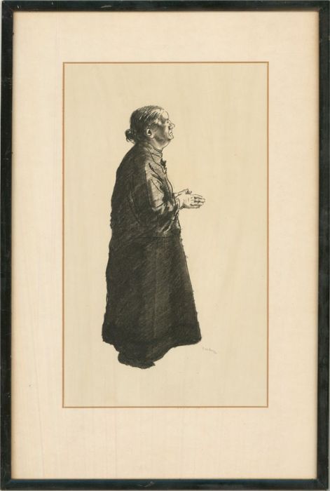 Frank Wilson - 1930 Charcoal Drawing, An Old Woman