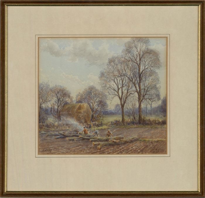 Ernest Arthur Rowe (1863-1922) - 1911 Watercolour, Logging In Bexley