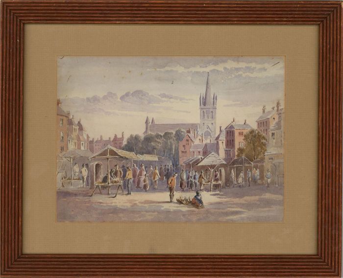 T. Staveley - 1880 Watercolour, The Marketplace, Yarmouth