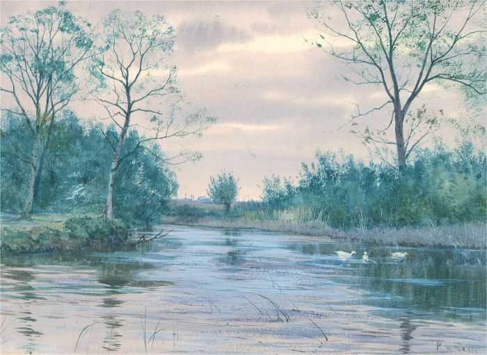 Robert Winchester Fraser (1848-1906) - 1885 Watercolour, River Scene