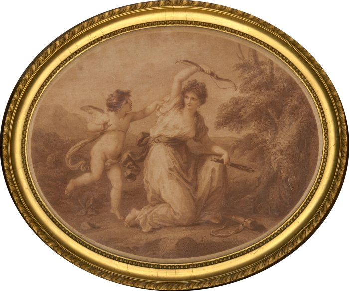 T. Burke (1749-1815) after Kauffman - Stipple Engraving, Cupid and Euphrosine