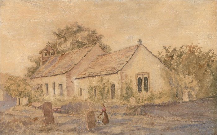 Late 19th Century Watercolour - Churchyard with Figure