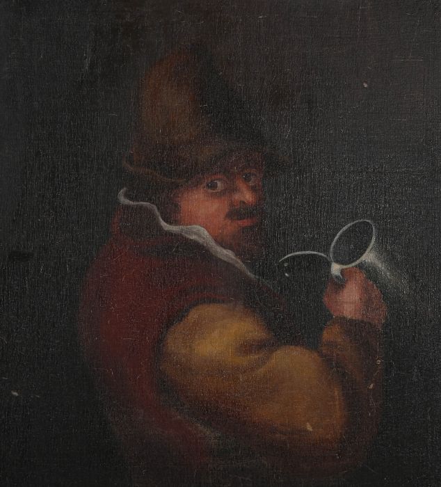 In the Manner of David Teniers  - Early 19th Century Oil, Cheeky Tavern Drinker