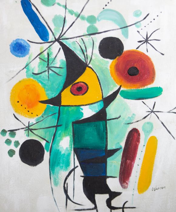 Warren in the Manner Of Miro - Contemporary Oil, Joy