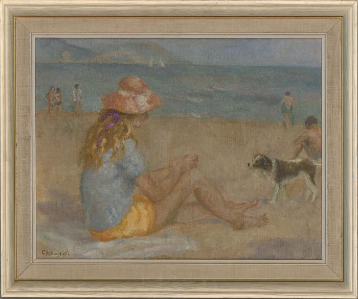 C.H. Bagnoli - Contemporary Oil, Beach Day with the Dog