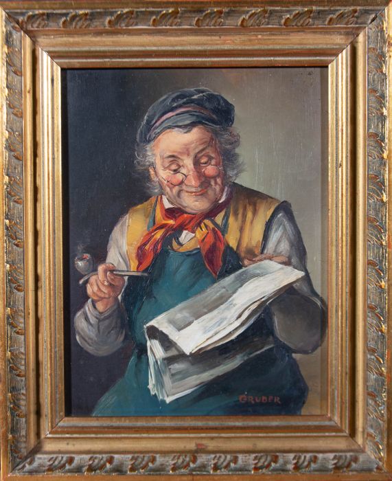Attrib. Albert Gruber (b.1898) - Early 20th Century Oil, A Little Chuckle